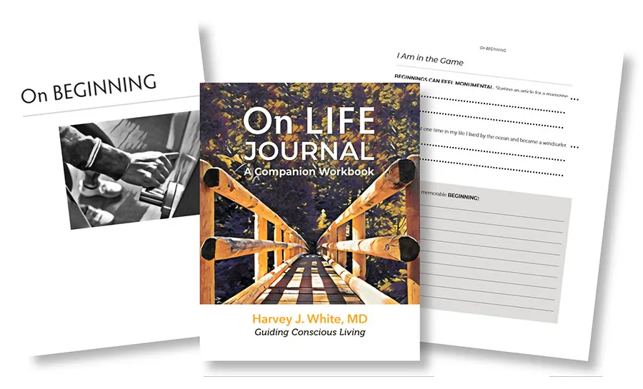 On Life Journal cover alongside sample workbook pages